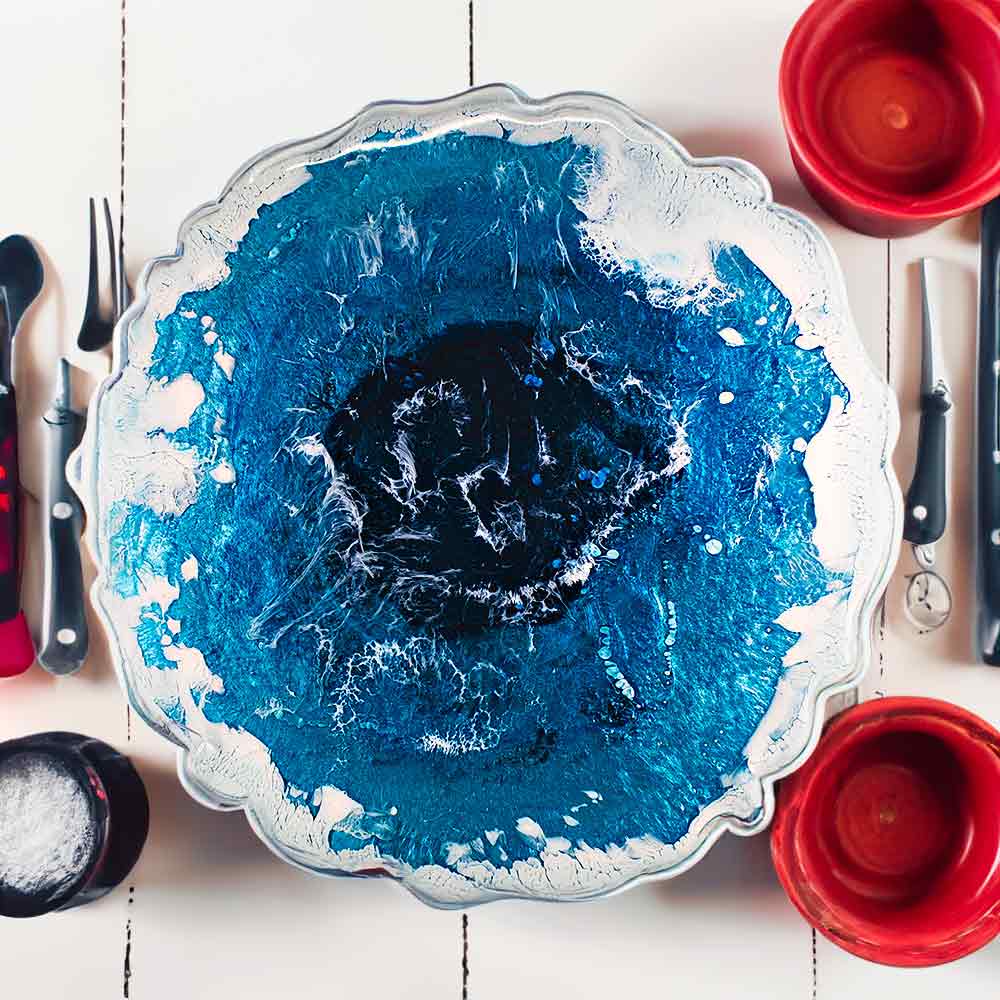 Centerpiece and Trivet - Geode shaped, Ocean Inspired