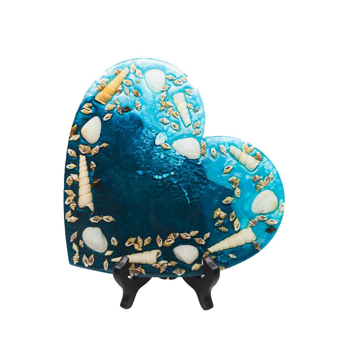 Heart Trivet and Centerpiece - Ocean Themed with Shells