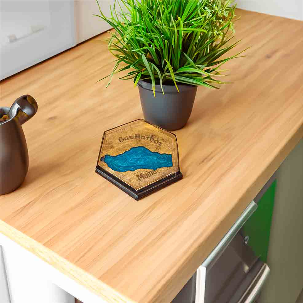 River coaster on a table.