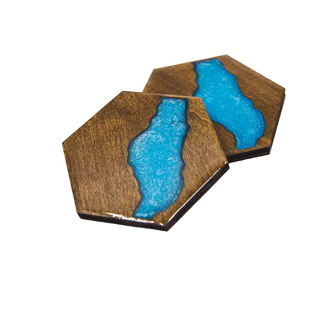 River coaster made out of wood and resin.