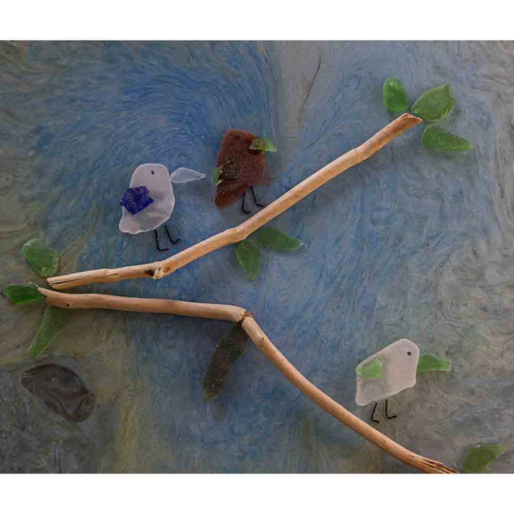 Sea Glass Birds-Drift WoodSea Glass Birds-Drift WoodSea Glass Wall Art