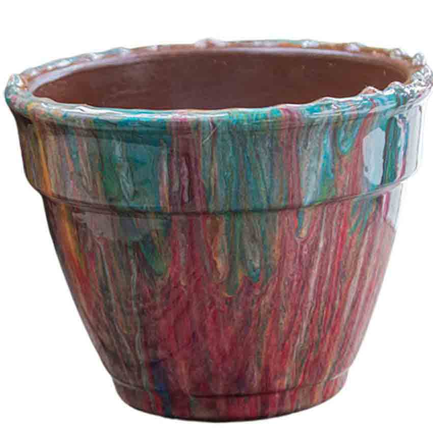 Terracotta Pot-Hand Painted, Multi-ColorTerracotta Pot-Hand Painted, Multi-ColorGarden Pot Saucers & Trays