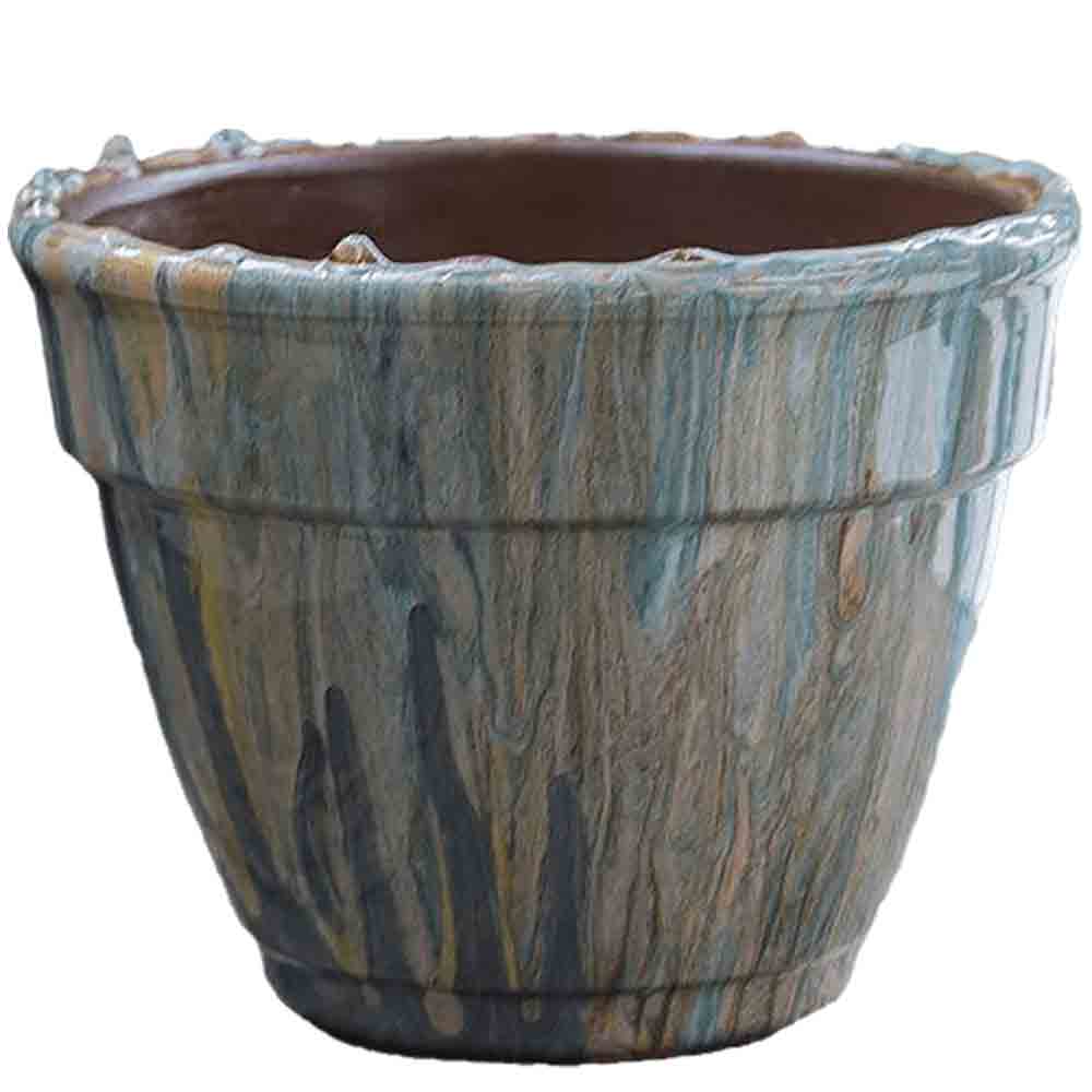 Terracotta pot hand painted with resin in mica powder colors