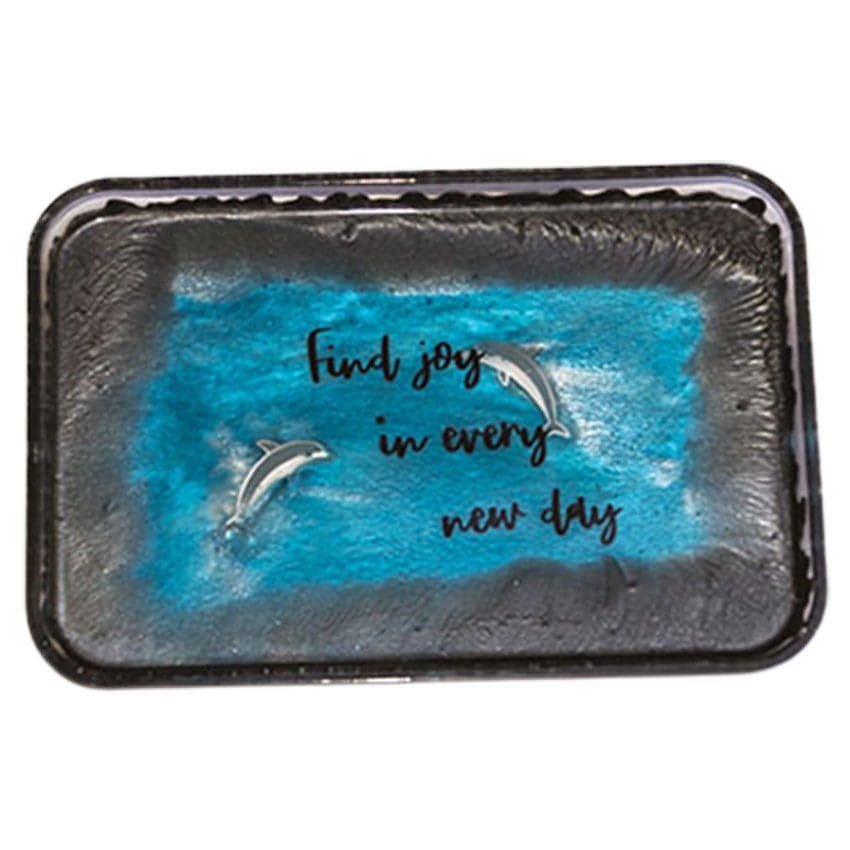 Resin tray with dolphins and text "Find joy in every new day"Accent Tray-Dolphin Ocean Themed-Find JoyAccent Trays