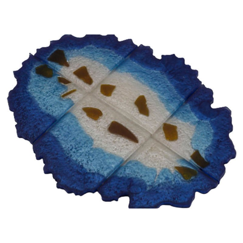 This geode shaped coaster set can be grouped to display a full geode slice. The geode slice is functional art and looks great displayed on the coffee table or side table. Coaster - Geode Shape, Set of 6Coasters