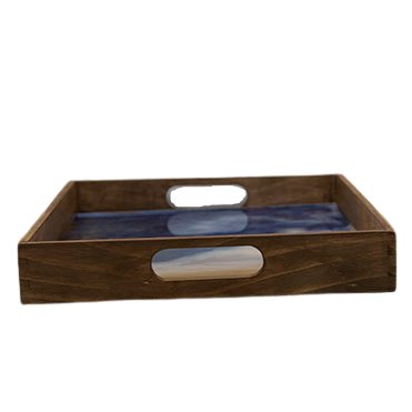 Side view showing handles. Functional art! This serving tray can serve and fit in with your existing ocean theme.Ocean Themed Serving TrayDecorative Trays