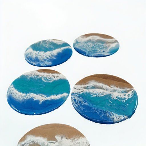 Ocean and beach themed coasters, round.Ocean Wave and Beach Themed CoastersCoaster