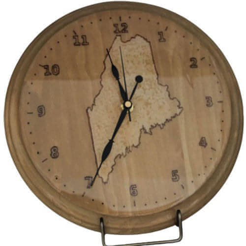 State of Maine Clock, 6 .75"- wood, handcraftedState of Maine Clock, 6 .75"- wood, handcraftedDesk & Shelf Clocks