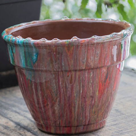 Terracotta Pot-Hand Painted, Multi-ColorTerracotta Pot-Hand Painted, Multi-ColorGarden Pot Saucers & Trays